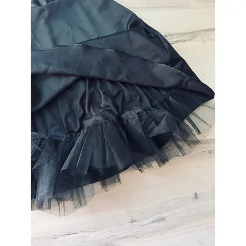 Byer California Black Sateen Tulle Skirts Midi Length Size S/27W Goth Whimsy Formals