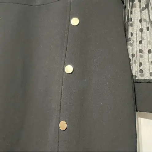 Gracia Polka Dot Mesh Sleeve Dress in Black Size Large