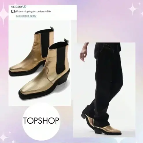 Topshop  gold booties. Size 10nwot