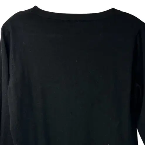 Vila Milano Women's Black Knit Top Pleated Chiffon Cuffs Size L