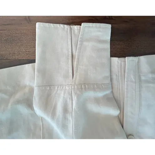 Jones Wear Vintage Linen Women's Size 14 Button Up Jacket Top Shirt Blouse Beige
