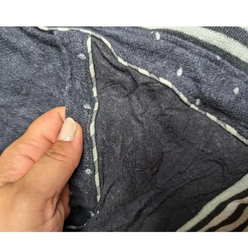 Vtg 1990s Kristin J Navy Blue Linen Blend Swiss Dot Open Front Cardigan 1X