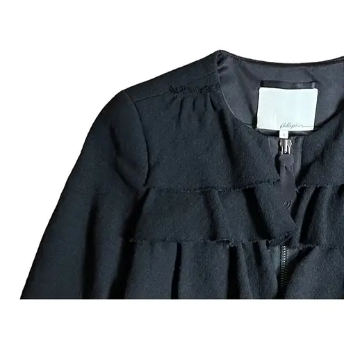 3.1 Phillip Lim $795 4 Wool Jacket Coat Blazer Ruffles Black Zipper Dress Silk