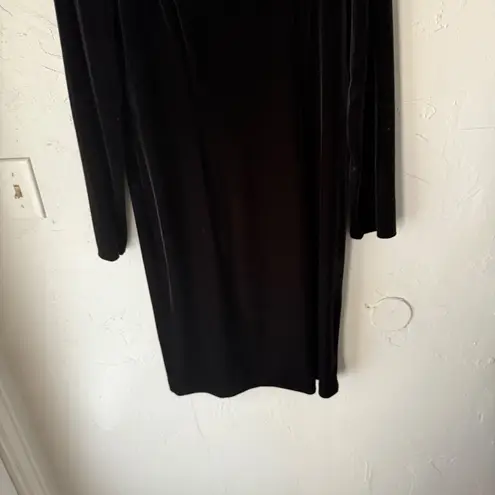 JBS Ltd Vintage 90s Grunge Goth Whimsigoth Black Velvet Long Sl Midi Dress 12