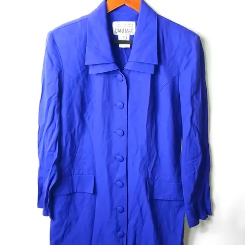 Dani Max 12 Vintage 90s Shirt Dress Long Sleeved in Deep Purple Workwear Blue