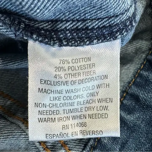 Maison Jules Y2K Blue Denim Jean Jacket Embroidered Metallic Stars on Sleeves by