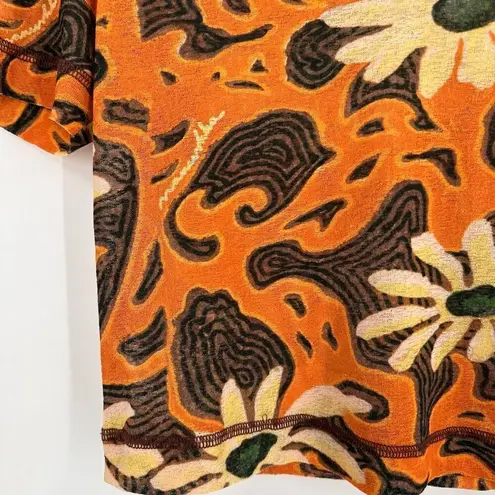 Nanushka Nilo Floral Short Sleeve Cropped Top Arte Povera Size Small Streetwear Orange