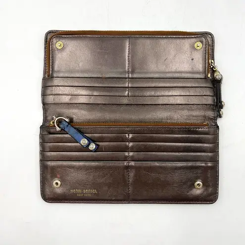 Henri Bendel Patchwork Snake Embossed Leather Wallet Clutch