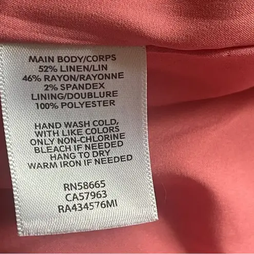 Rachel Parcell Flirty Linen Blend Shirt Puff Sleeve Pink Dress Small