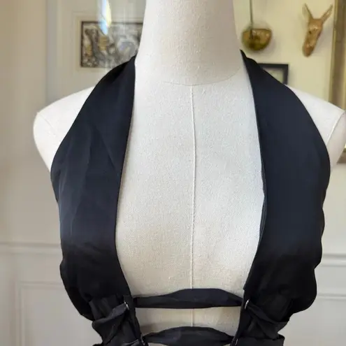 With Jean Black Harlow Dress Mini Lined Halter Sexy Gothic $249 XS