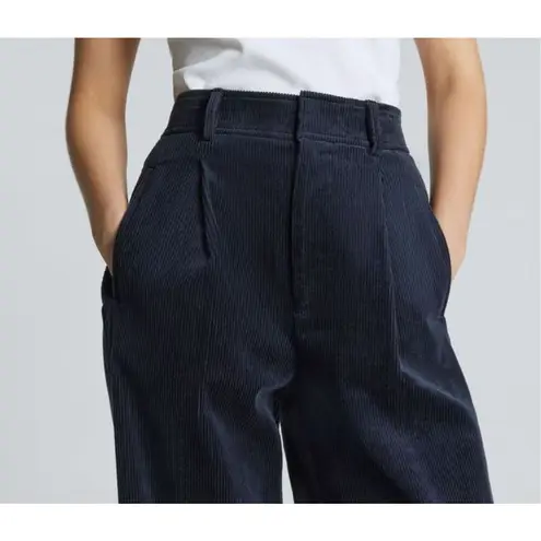 Everlane NWT  Navy Wide Leg Pleated Front Corduroy Way-High Drape Pant Size 10