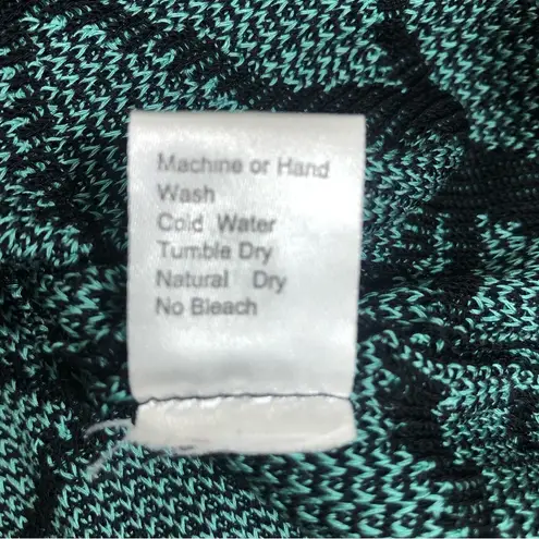 Ming Wang Black and Teal Abstract Print Acrylic Cardigan Sweater XS EUC