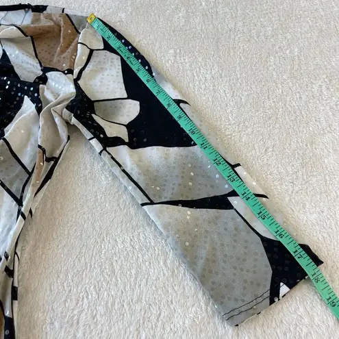 Vintage MSK Sequin Blouse Womens M Black Beige Asymmetrical Artsy Unique 90s Y2k Size M