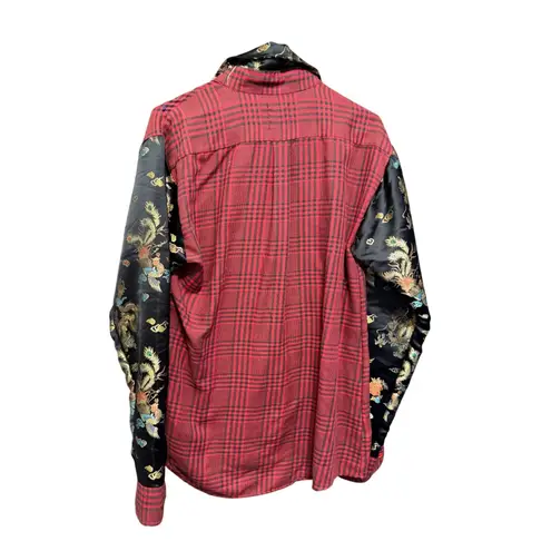 Furst of a Kind Plaid Dragon Print Long Sleeve Button Up Shirt(See Measurements) - Image 2