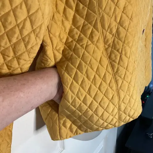 Kiko Yellow Quilted 100% Silk Womens Jacket With Button Front & Collar