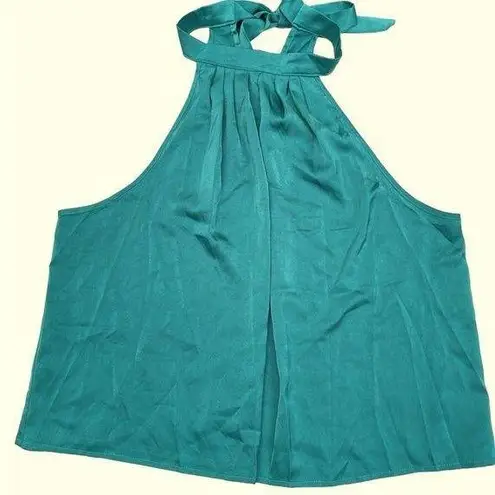 Women’s green craw neck shoulderless satins tank top Size XL