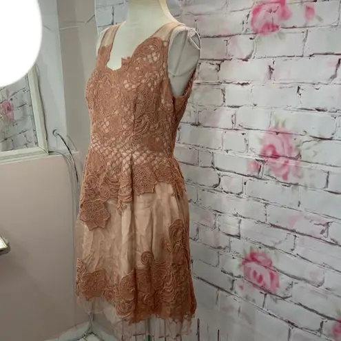 Yoana Baraschi Yohana Baraschi Women's Celestine Rose Quartz Silk Organza Dress Brown/Tan 8