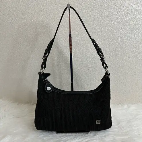 The Sak Woven Crochet Knit Black Shoulder Bag