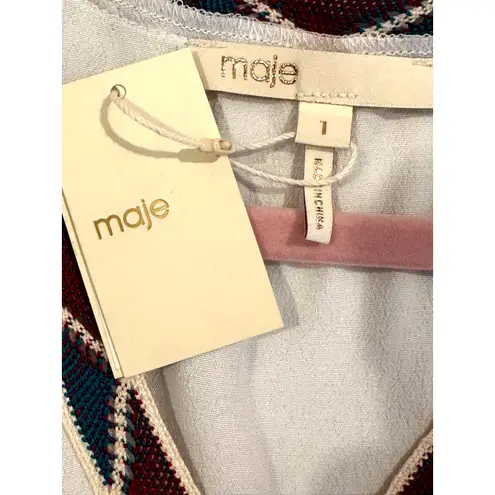 Maje Lisea Cold Shoulder Crepe Top Black White S