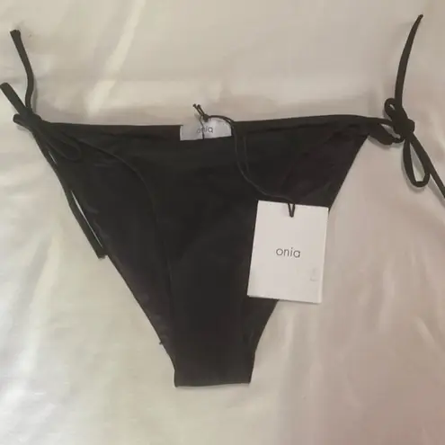 ONIA Kate Solid Black Side Tie Bikini Swim Bottoms Size XS NWT