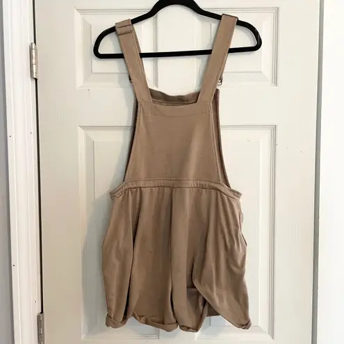 Shosho Overalls Romper Shorts Drawstring Pockets Casual Comfy Beige L Prairie Tan Size L