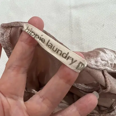 Hippie Laundry Pink Crushed Velvet Neck Cut Out Sleeveless Top