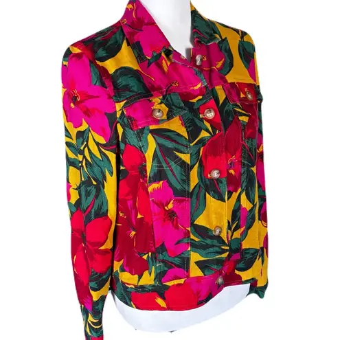 Tahari Floral Multicolor Linen Blend Jacket | EUC | Size Small