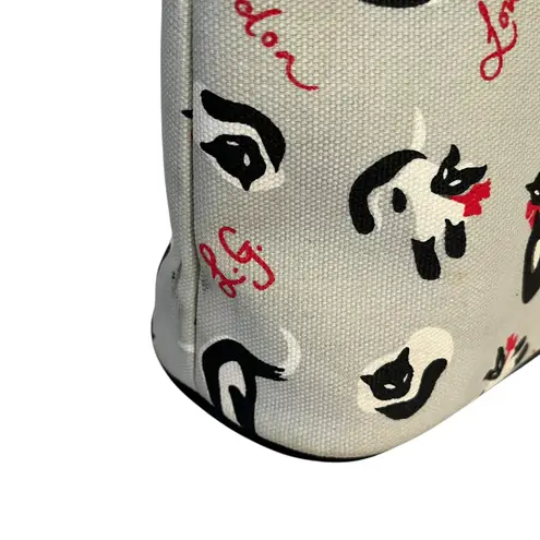 Y2K Vintage Lulu Guinness London Siamese Cat Gray Structured Tote Bag