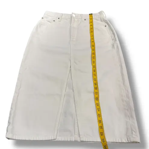 Aritzia Denim Forum '90s Halle Skirt White Denim Size 28 Y2K Slit Midi Skirt Size M