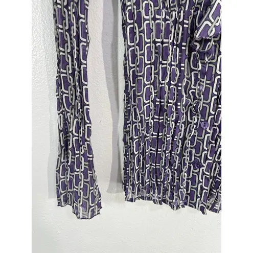 Notations Y2K Ruffle Blouse Small Sheer Chain Print Mesh Top Retro Glam Vibes