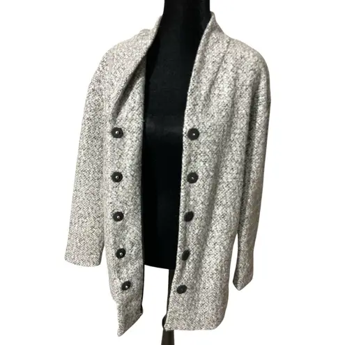 Club Monaco Bouclé Knit Coat XS Gray Open Front Wool Blend Textured Jacket