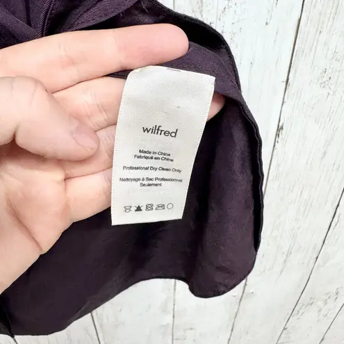 Wilfred Top Women Size XS Plum Vneck Button Short Sleeve Blouse Cuff Sleeves Purple