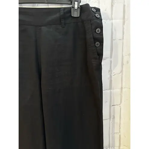 Ralph Lauren  Black Wide Leg Linen Tencel Pants w/pockets Sz 12