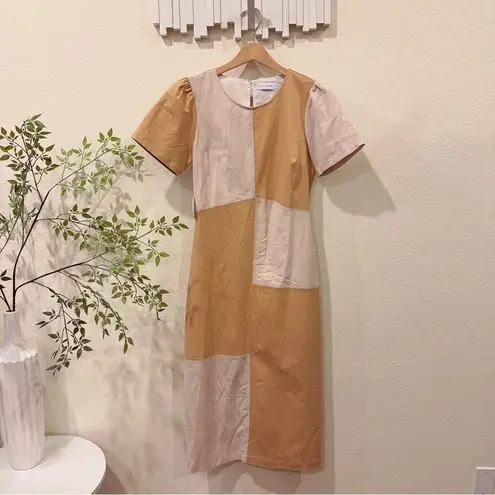 Lost + Wander LA Crème Color Block Cottage Linen Midi Dress Cream Sand OS NWT - Image 2