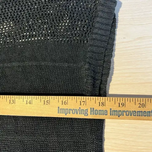 Mossimo Womens M Open Knit 100% Linen Black Blouse Gothic Grunge Punk Lagenlook Size M