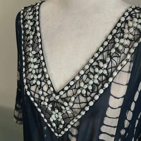 Boston Proper New Women's Debbie Katz South Beach Silk Beaded Kraftan Swimsuit Beach Coverup