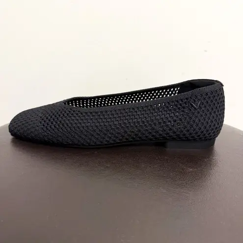 Vivaia Black Margot Open Knit Square Toe V Cut Opening Slip On Flats 40.5 9 9.5