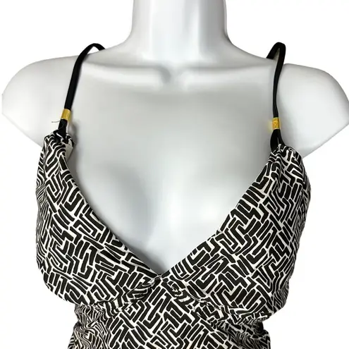 Helen Jon Tie Back One Piece in Sunset Key Black White XL Gold Beads Swimsuit