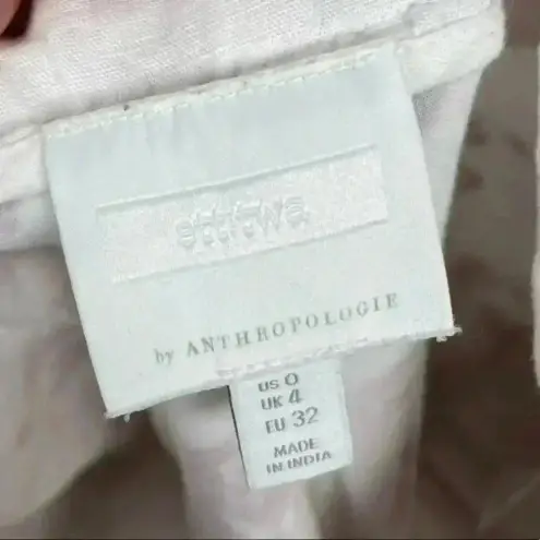 Anthropologie  Ett Twa‎ White And Red Embroidered Jadida Cropped Pant