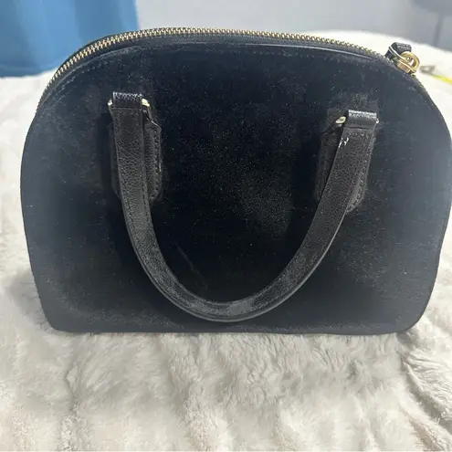 Kate Spade  New York Small Women's Black Velvet Pearl-Embellished Top Handle Bag