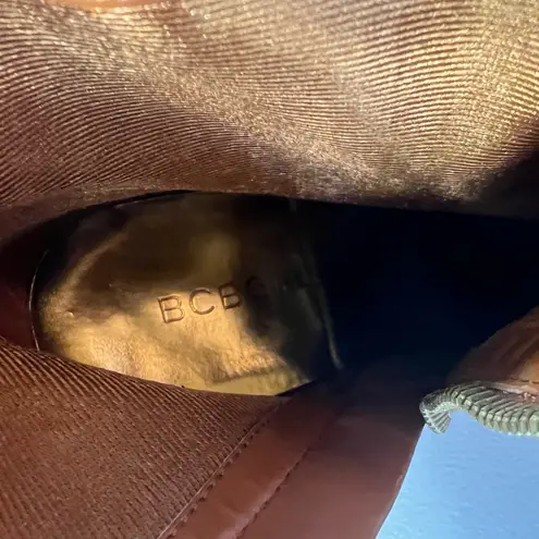 BCBGirls Inkie’s Brown Suede Fringe Roper Style Ankle Boots Side Zip Round Toe