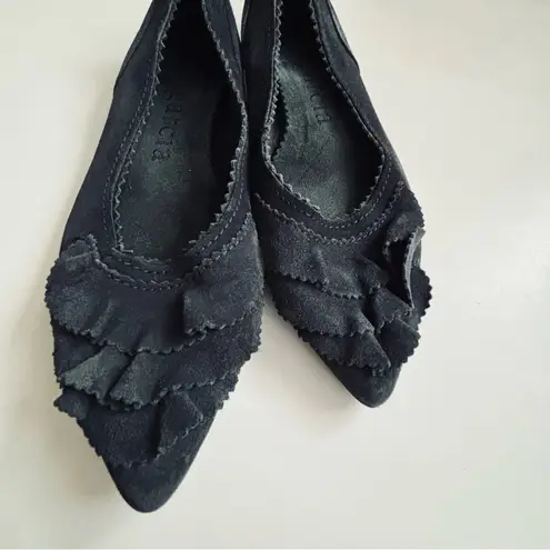 Pedro Garcia Albany Slip On Suede Leather Pointed Toe Ballet Flats Grey Sz 38/8 Brown