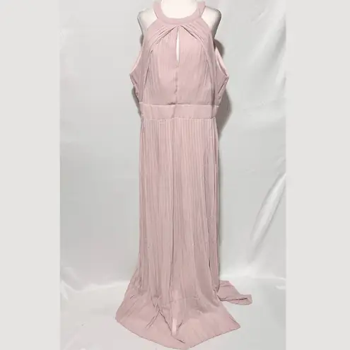TFNC New Plus Pleated Chiffon Slit Maxi Bridesmaid Dress Pink Mink Size 18