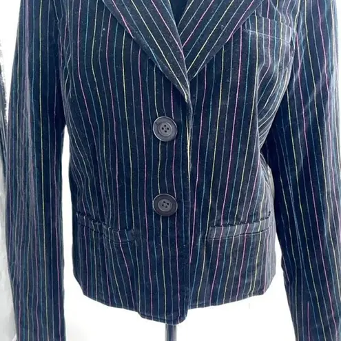 Caslon women's multi color striped black VELVET BLAZER JACKET size Large Petite