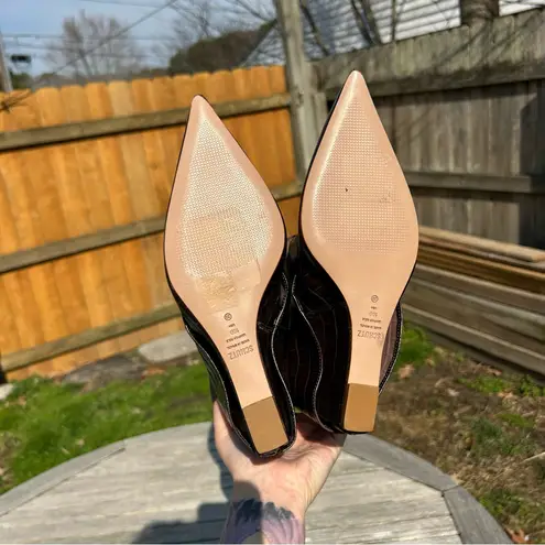 Schutz NWOB Jorian Womens Brown Crocodile Embossed Leather Wedge Bootie Size 10