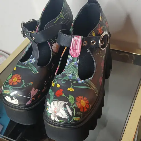 Lamoda Mary Jane Floral Platform Shoes Size 6 Pink