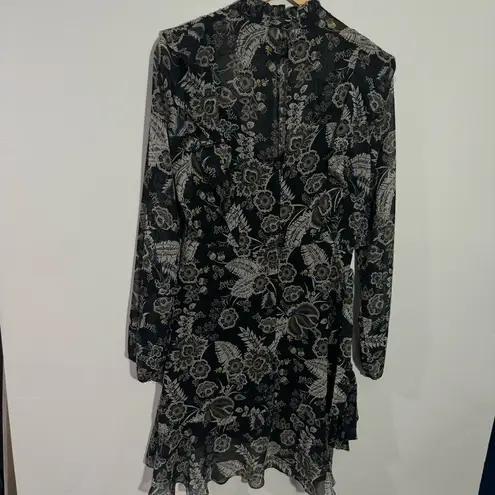 Bailey 44 Viola Floral Ruffle Chiffon Minidress Black Multi Size 6