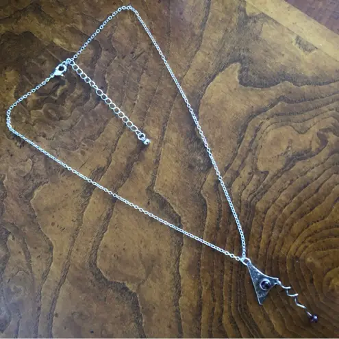 Handcrafted pyrope garnet sterling pendant on chain necklace Silver