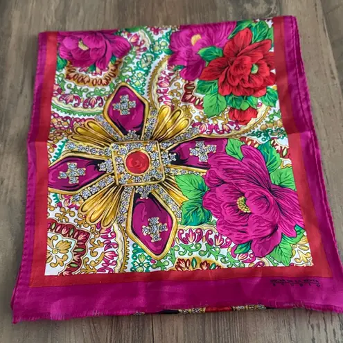 Oscar de la Renta Pink Floral Scarf