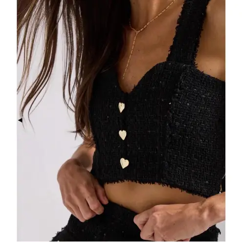 Generation Love New! Mina Cropped Tweed Top in Black Sz XS